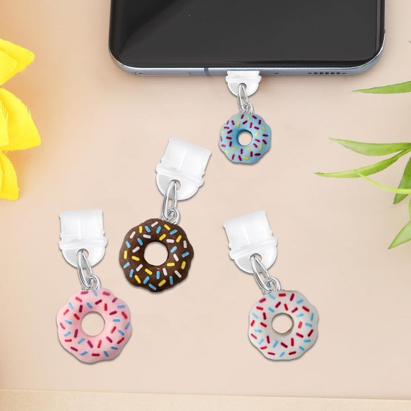 QPIXVB 4PCS Dust Plug Charm Type C,Kindle Dust Plug Charm,Kindle Paperwhite Accessories,Donut Design Theme Charms for E-Reader,Sweets Phone Charms Compatible with Type C/USB C Charging Port - Image 5
